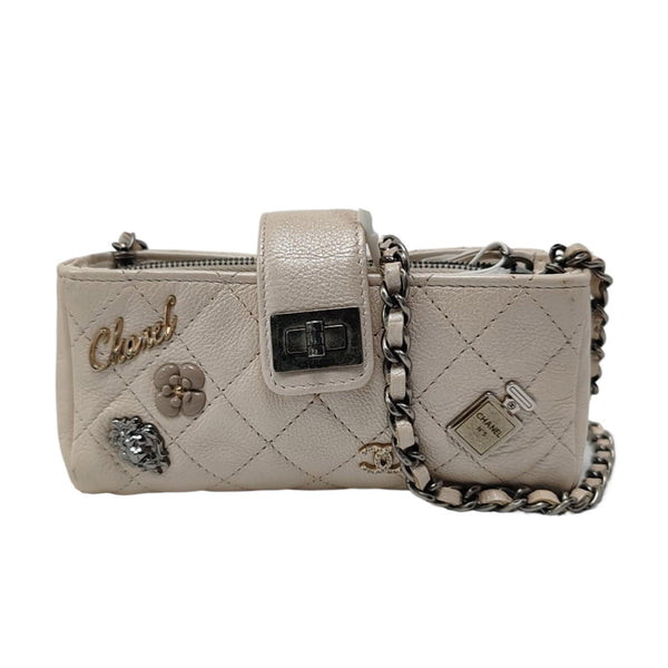Mini Quilted Calfskin White