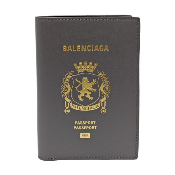 Calfskin Passport Holder Gray