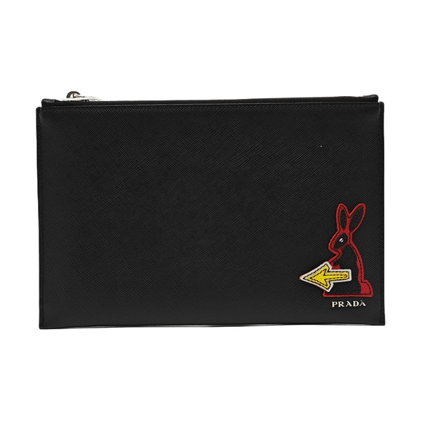 Saffiano Calfskin Clutch Black