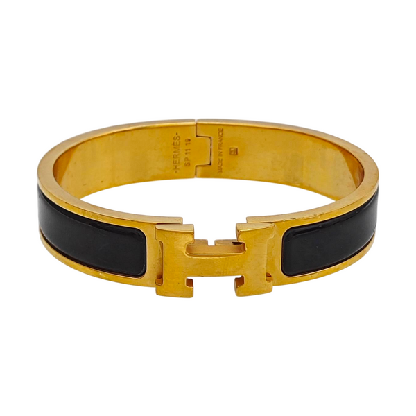 Clic H Metal Black Bangle