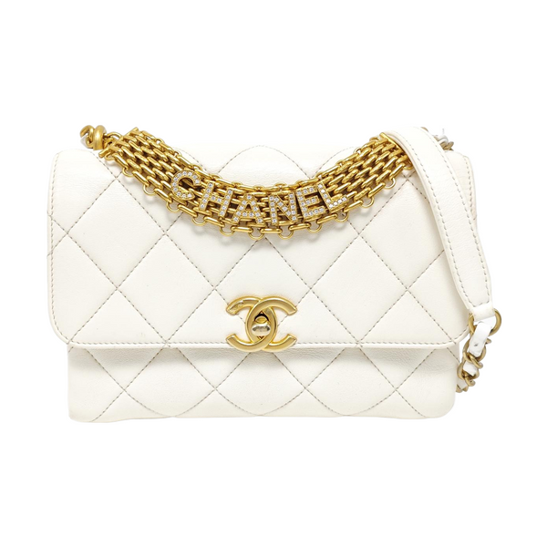 Quilted Lambskin Shoulder Bag Mini White