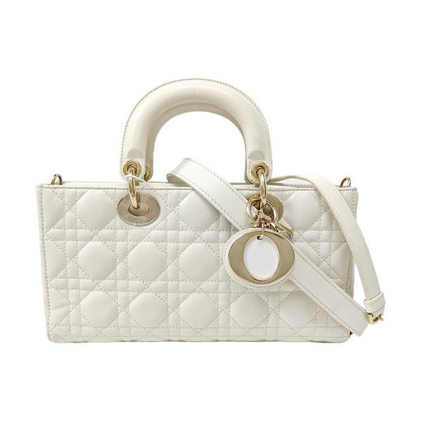 Lady D-Joy Medium Cannage Lambskin White