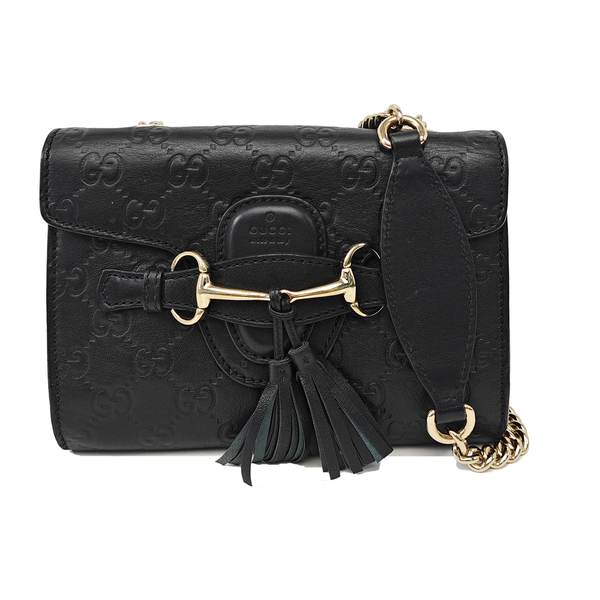 Emily Chain Mini Monogram Calfskin Black