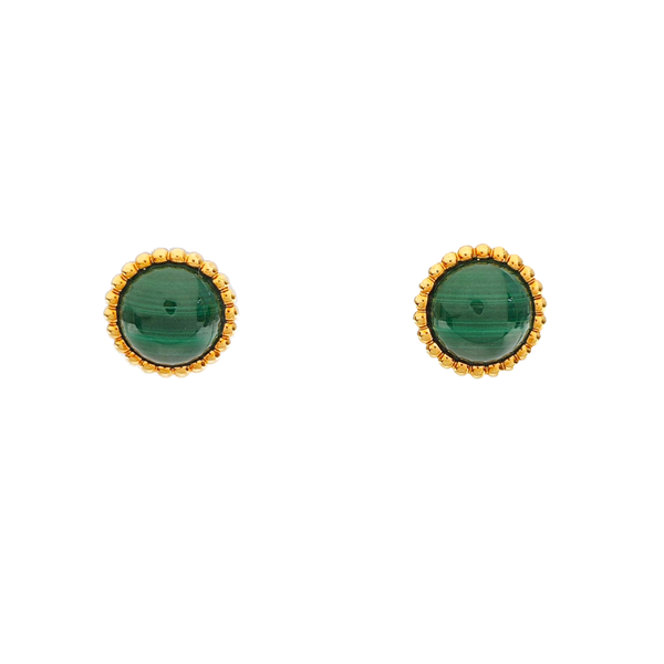 Perlée Couleurs 18k Gold Green Stud Earrings