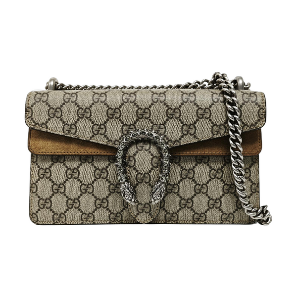 Dionysus Small Monogram Coated Canvas Beige