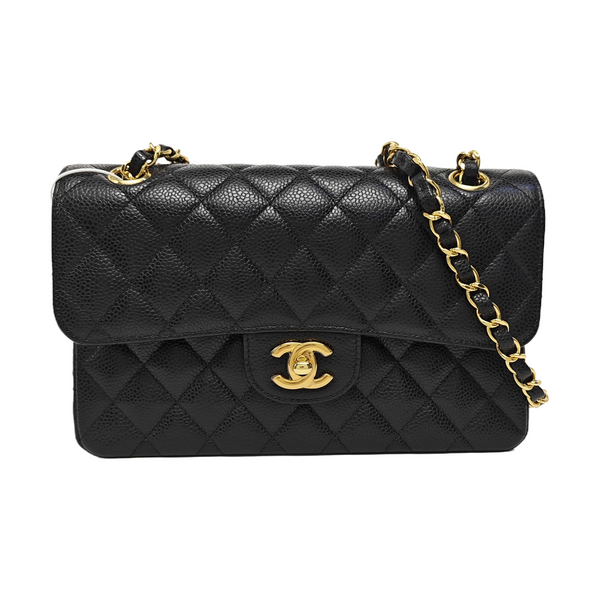 CLASSIC FLAP Small Quilted Grained Calfskin Black