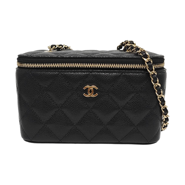 VANITY CASE Small Quilted Grained Calfskin Black
