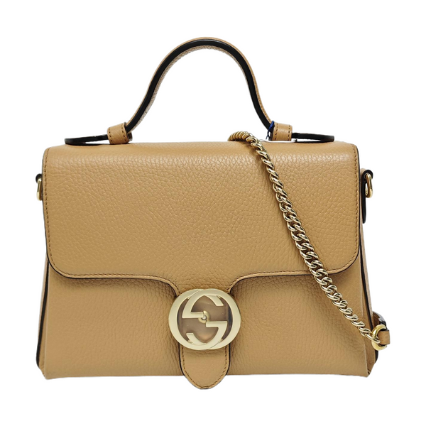 Interlocking G Large Calfskin Beige