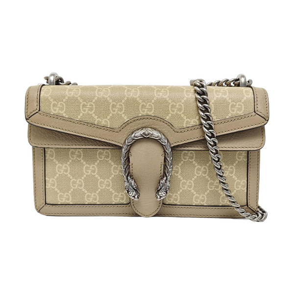 Dionysus Small Monogram Coated Canvas Beige