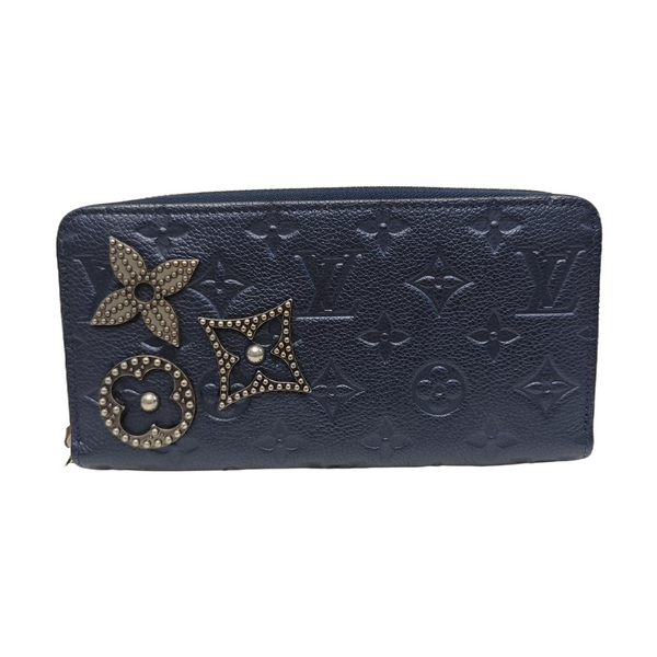 ZIPPY Monogram Calfskin Blue Wallet