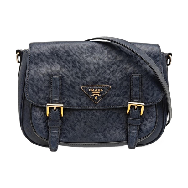 Saffiano Calfskin Shoulder Bag Blue