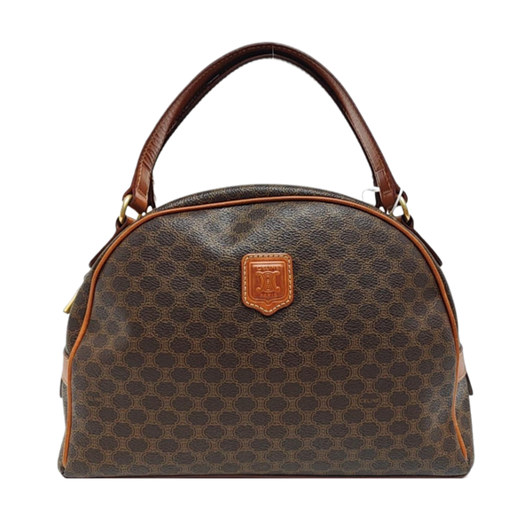 Coated Canvas Top Handle Bag Brown