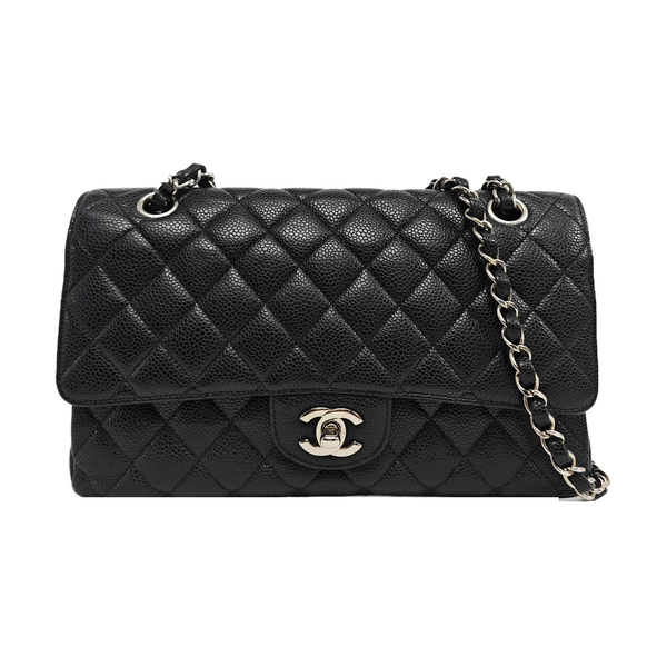 CLASSIC FLAP Small Quilted Grained Calfskin Black
