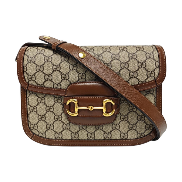 Horsebit 1955 Medium Monogram Coated Canvas Beige