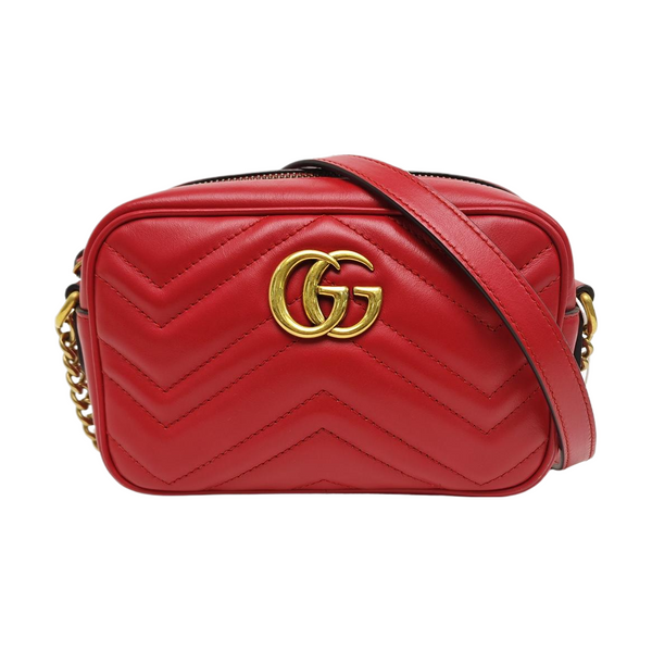 GG Marmont Super Mini Quilted Calfskin Red