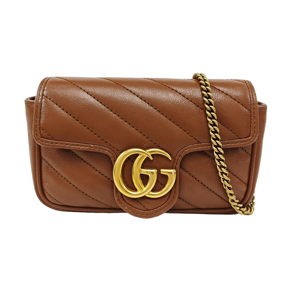 GG Marmont Mini Quilted Calfskin Brown