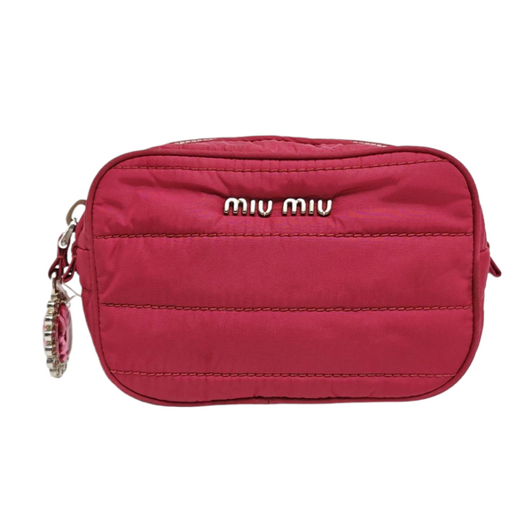 Quilted Fabric Clutch Red