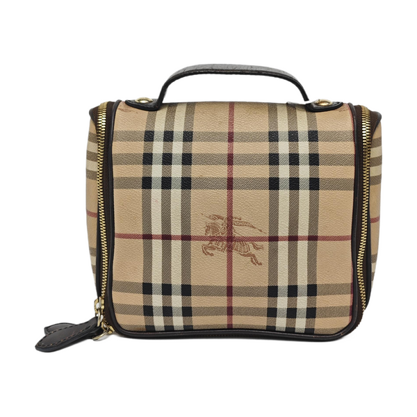 Bolso de lona revestida con asa superior beige