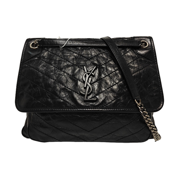 NIKI Large Chevron Calfskin Black