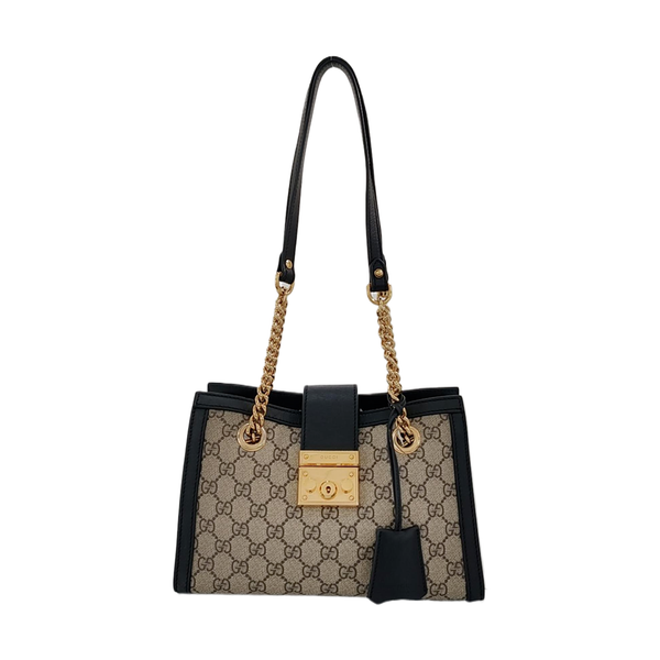 Padlock Small Monogram Coated Canvas Beige