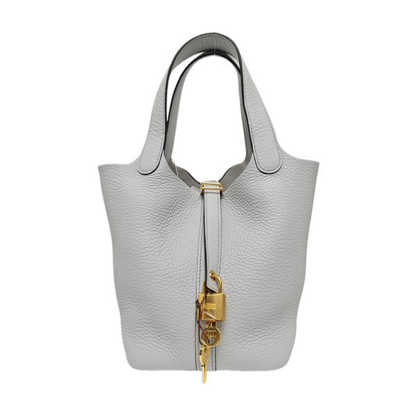 Authenticated pre-owned Picotin Lock 18 Clemence Blue - Bucket Bag at Looply