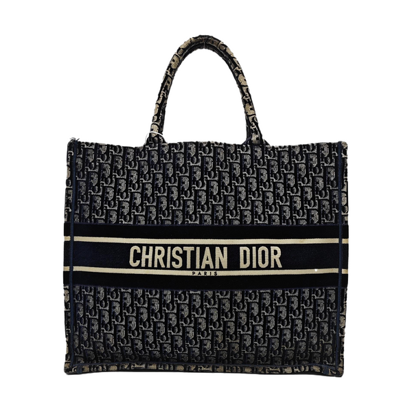Book Tote Large Oblique Velvet Blue