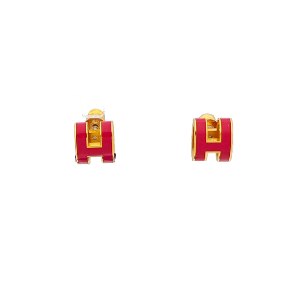 Pop H Metal Gold Stud Earrings