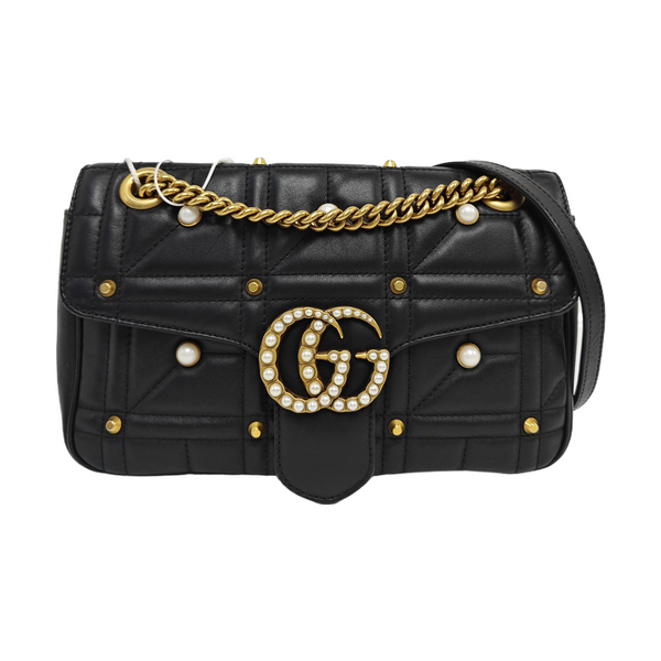 GG Marmont Medium Quilted Calfskin Black