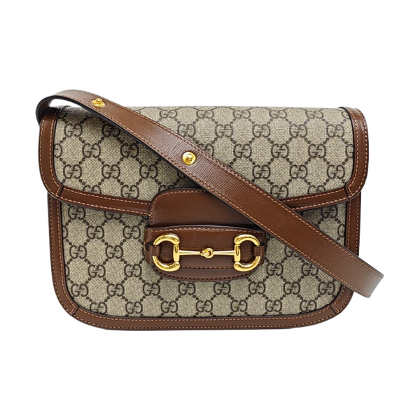 Horsebit 1955 Medium Monogram Coated Canvas Beige