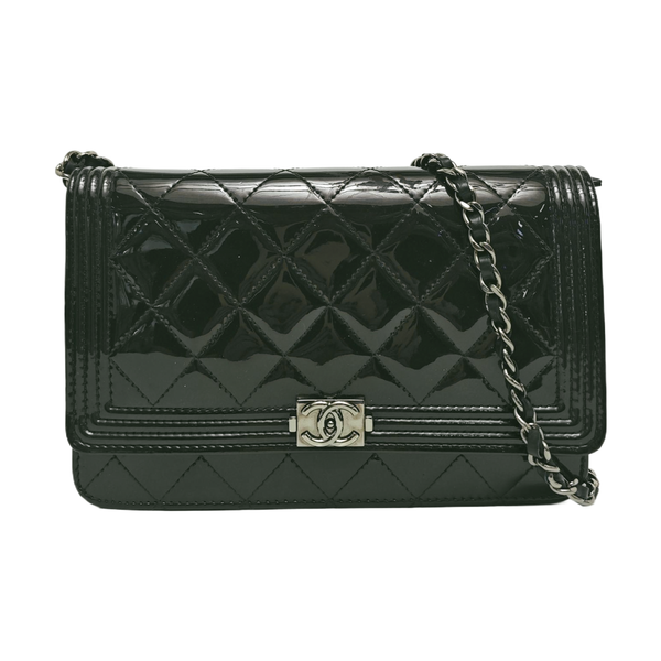 BOY CHANEL WOC Quilted Patent Leather Green