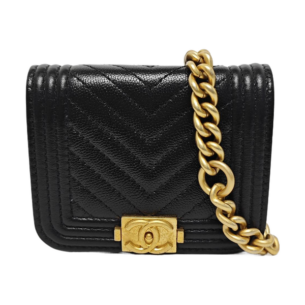 BOY CHANEL Chevron Grained Calfskin Black