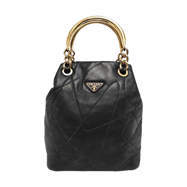 Quilted Lambskin Bucket Bag Black
