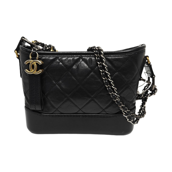 GABRIELLE Small Quilted Vintage Calf Black