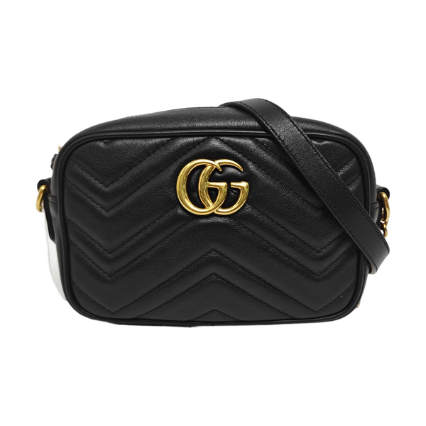 Authenticated pre-owned GG Marmont Mini Quilted Calfskin Black - Shoulder Bag at Looply