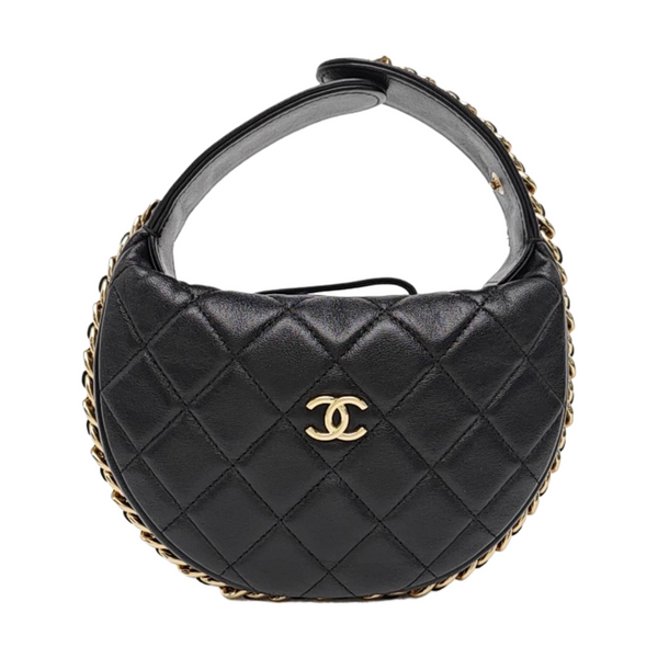 Quilted Lambskin Top Handle Bag Mini Black