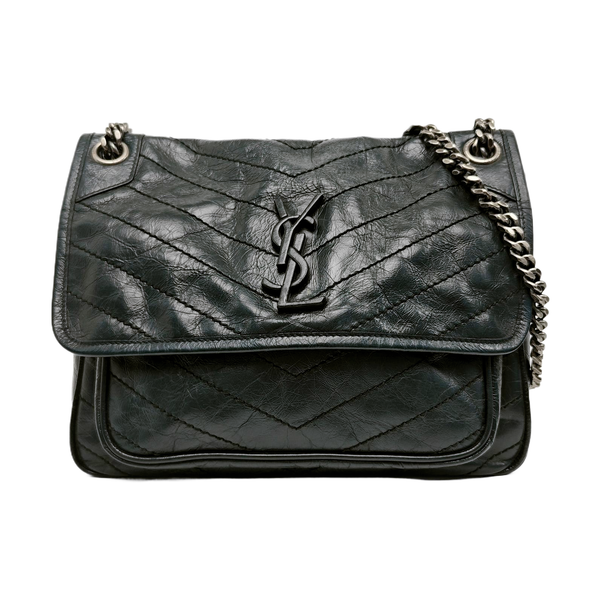NIKI Medium Chevron Calfskin Green