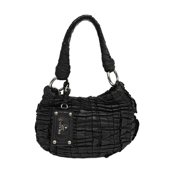 Quilted Calfskin Top Handle Bag Black