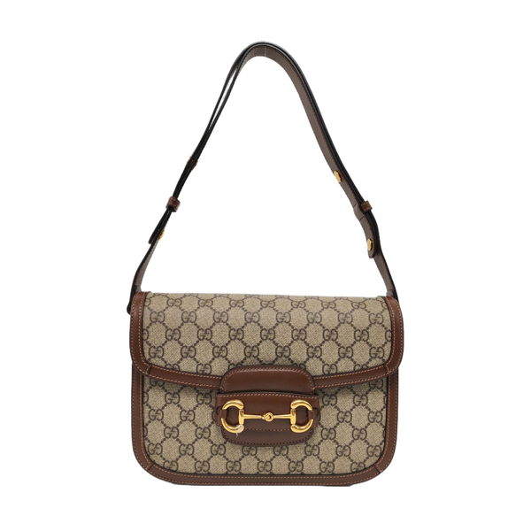 Horsebit 1955 Medium Monogram Coated Canvas Beige