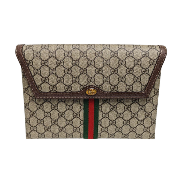 Monogram Coated Canvas Clutch Beige
