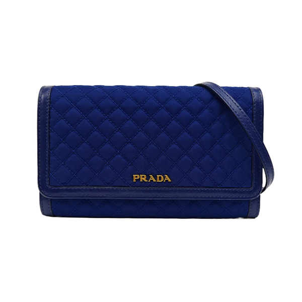 Quilted Fabric Shoulder Bag Blue