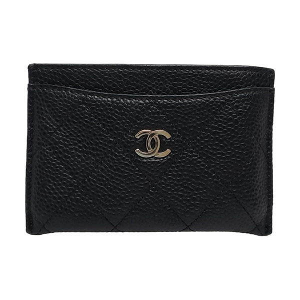 Authenticated pre-owned CLASSIC FLAP Quilted Grained Calfskin Black Card Holder - Card Holder at Looply