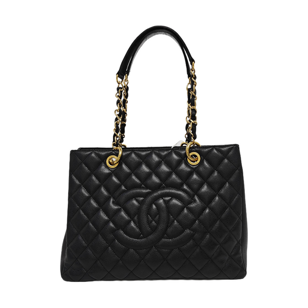 CHANEL GST Large Quilted Grained Calfskin Black