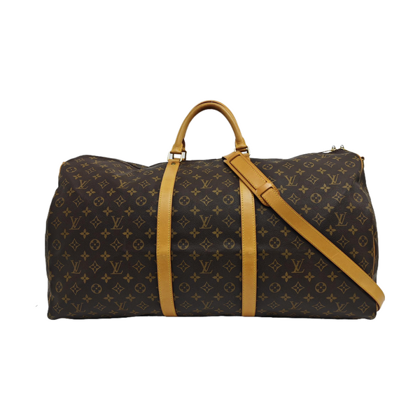 KEEPALL 60 Monogram Coated Canvas Brown