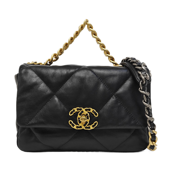 CHANEL 19 Small Quilted Calfskin Black