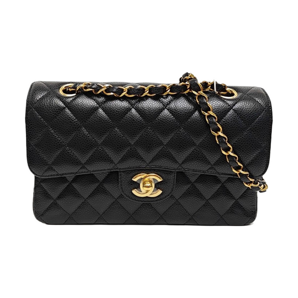 CLASSIC FLAP Small Quilted Grained Calfskin Black