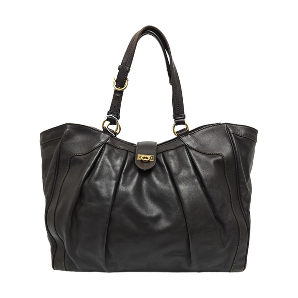 Calfskin Top Handle Bag Brown