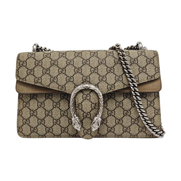 Dionysus Small Monogram Coated Canvas Beige