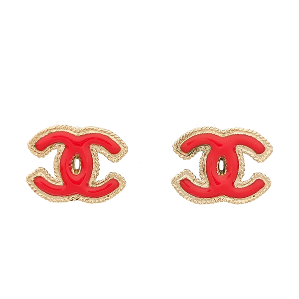 CC Logo Metal Gold Stud Earrings