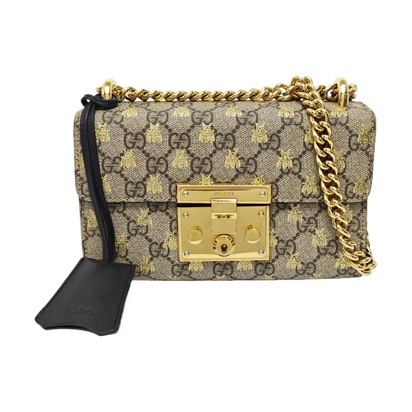Padlock Small Monogram Coated Canvas Beige
