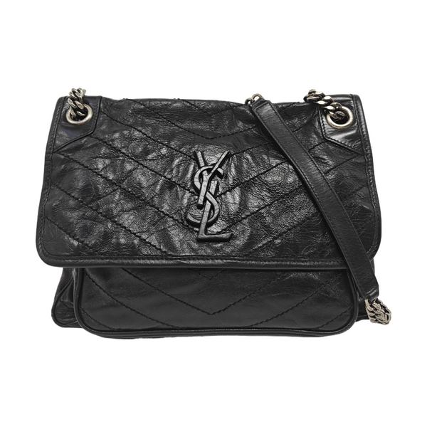 NIKI Medium Chevron Calfskin Black